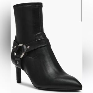 DV by Dolce Vita Gavani Pointed Toe Black Leather Ankle Boots